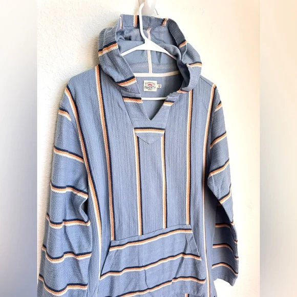 Faherty Men’s Biarritz Hoodie Sweater Blue Pullover Aztec Theme Sz Medium - Picture 3 of 13
